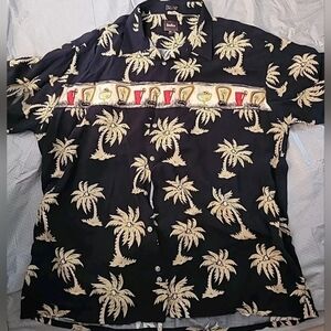 Vintage Neiman Marcus Hawaiian Shirt Palm Trees And Cocktails XXL